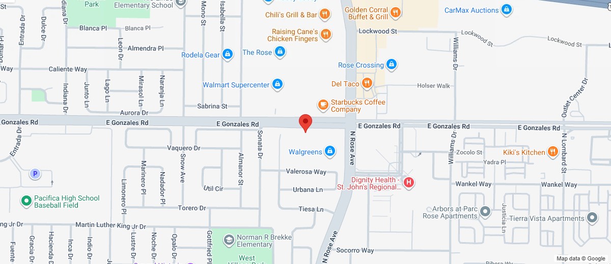 Map showing the office on E. Gonzales Road, Oxnard