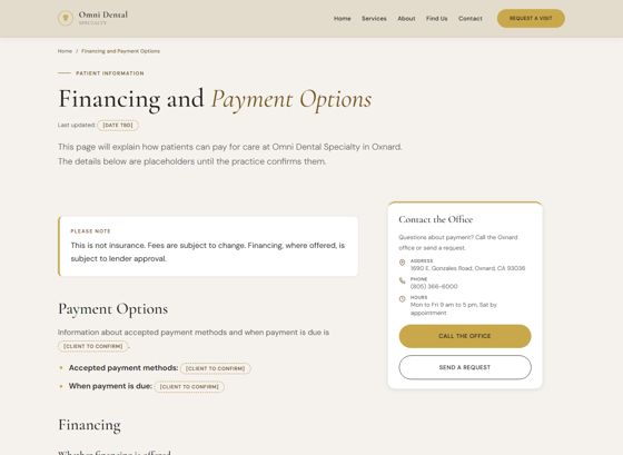 Top of the financing page