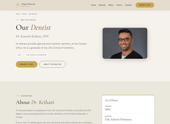 Top of the dentist page