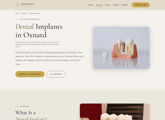 Top of the dental implants page